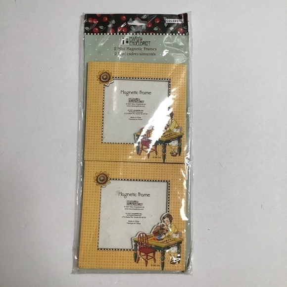 Mary Engelbreit 2 Mini Magnetic Photo Frames 3.5x3.5" Fridge Sunflowers 2007 NEW - Picture 4 of 10